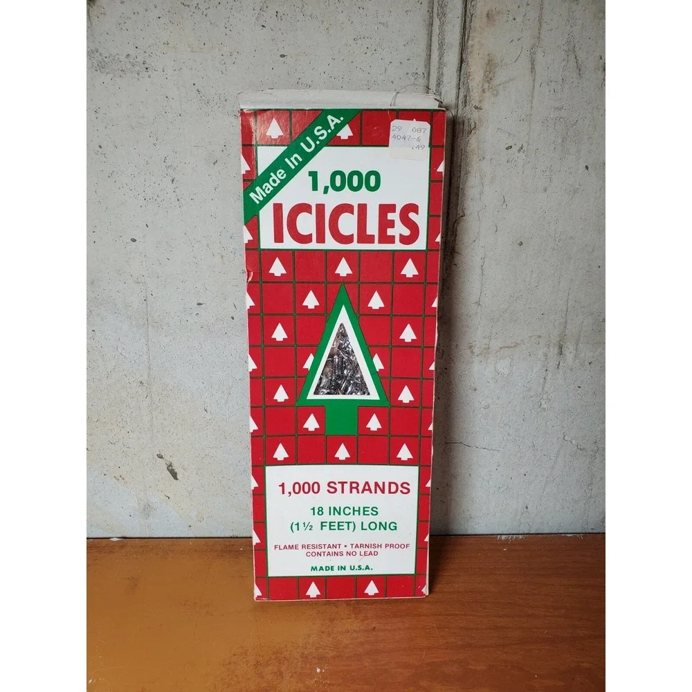 Vtg Christmas Tree Icicles Tinsel 1000 Strands Box Silver USA  Rauch‎ Industries